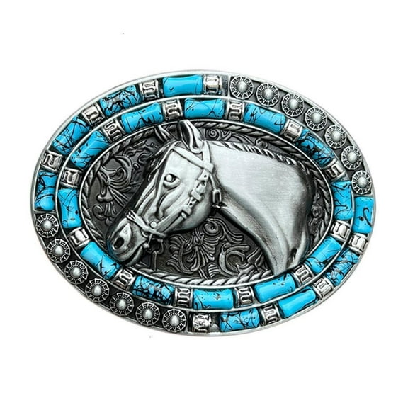 Necvior Western Engraving Belt Buckle Silver/Bronze Howard Buckle Horse Head Style Belt Buckles Birthday Gifts for Father
