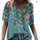 thumbnail image 1 of Camiseta de mujer con estampado floral, manga corta, cuello en V, blusa de playa, azul lago, L Inevent AP002484-08, 1 of 4