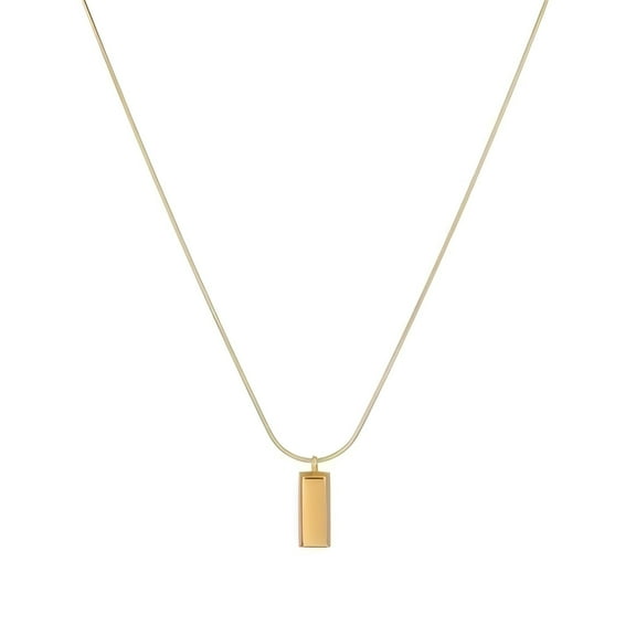 Immemorialm Gold Brick Necklace Titanium Steel Adjustable Chain Gift Set