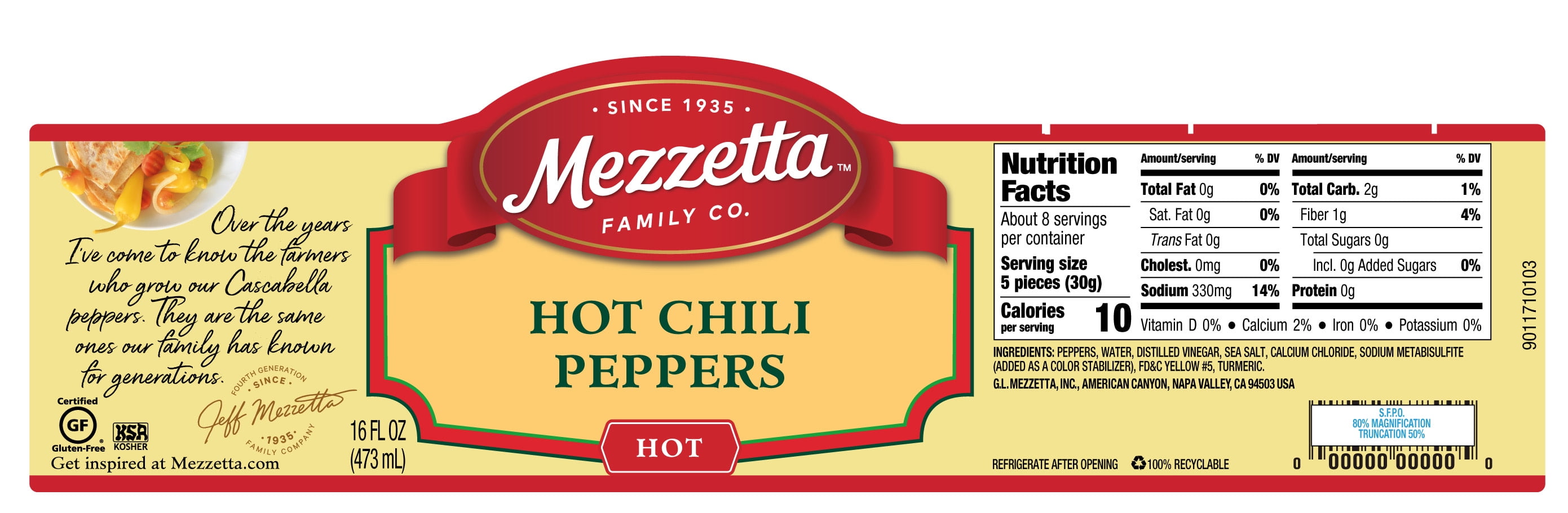 Mezzetta Hot Chili Peppers 16 fl oz Jar