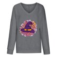 thumbnail image 4 of Sudadera clásica de manga larga con cuello en V y estampado de Halloween para mujer Pompotops FGAJ15735, 4 of 6