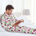 thumbnail image 6 of Salouo Tulips Flowers Print Button-Front Long Sleeve Pajama Set for Men, Soft 2Pjs Men's Long Sleeve Sleepwear-XX-Large, 6 of 7