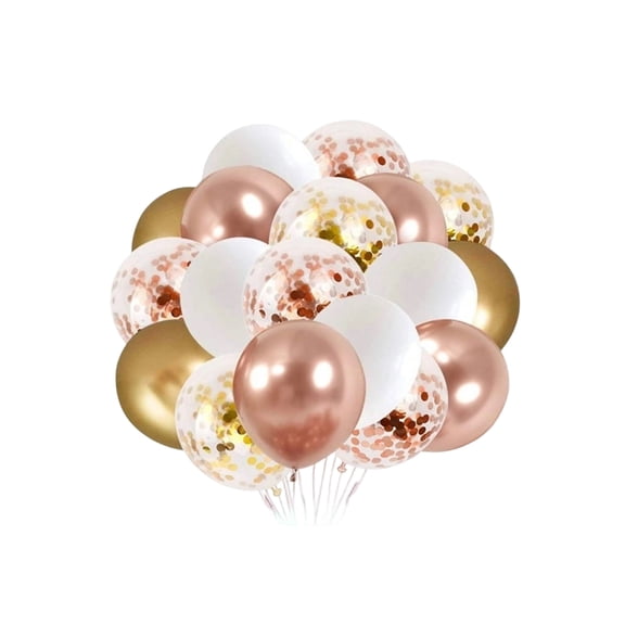 Rose Gold Confetti Balloons, 30 Packs 12 inch Rose Gold and Chrome Gold Party Balloon with Ribbon for Girls Women Birthday Wedding Anniversary Bridal Baby Shower Decoration A