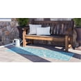 thumbnail image 4 of Unique Loom Outdoor Botanical Vines Area Rug 2' x 6' Runner Aqua Blue/Ivory, 4 of 4