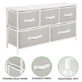 thumbnail image 5 of mDesign Wide Storage Dresser Furniture with 5 Fabric Drawers, Light Gray/White, 5 of 8