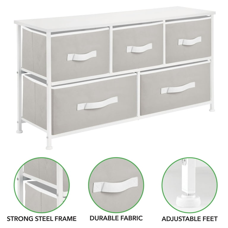 mDesign Tall Storage Dresser Furniture with 8 Slim Fabric Drawers, Dark  Gray 