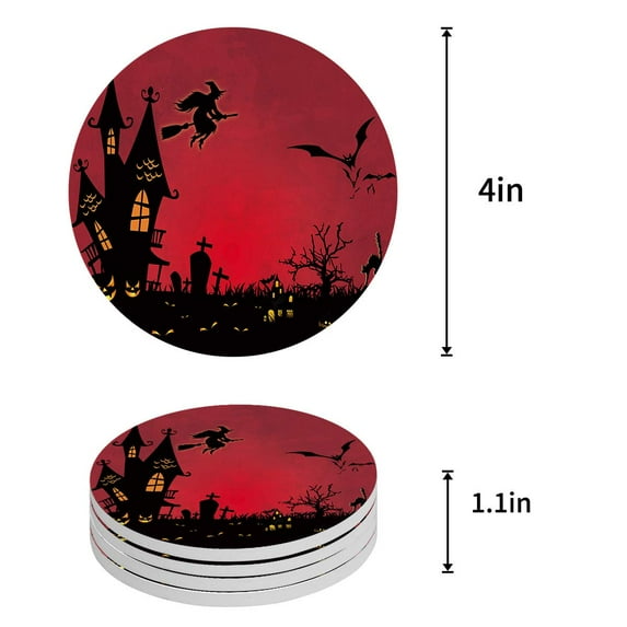 FMSHPON Green Blue and White Stripe Set of 4 Round Coaster for Drinks, Absorbent Ceramic Stone Coasters Cup Mat with Cork Base for Home Kitchen Room Coffee Table Bar Decor