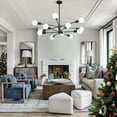 thumbnail image 5 of 12-Light Black Chandelier Modern Chandelier Ceiling Light Fixture for Dining Room Over Table Height Adjustable Lighting Fixture Ceiling Hanging for Living Room Kitchen, 5 of 8