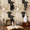 thumbnail image 2 of Boho Peel and Stick Wallpaper Goat Floral Black White Goats Blossoms Wall Mural 23.6in x 9.8ft Self Adhesive Removable Wall Paper Renter Friendly Wallpaper for Bedroom Kitchen Farm, 2 of 8