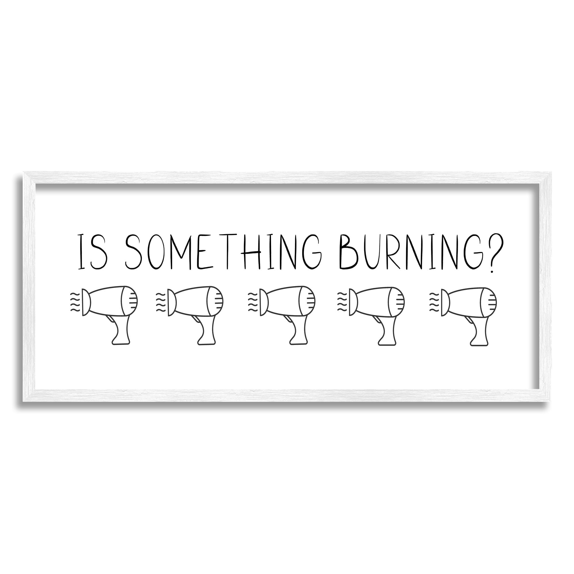 Stupell Industries Is Something Burning Bathroom Hair Drier Phrase, 24 x 10,Design by Susan Jill