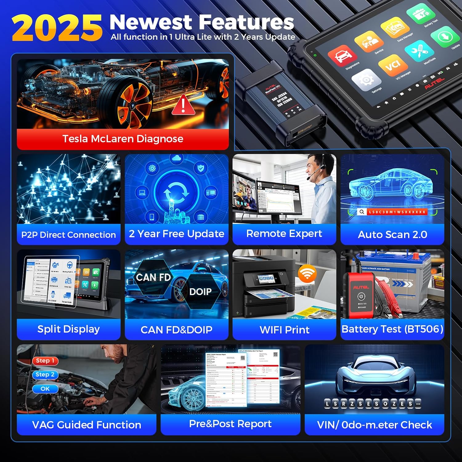 Autel MaxiSys ULTRA Lite S Auto Diagnostic Scanner w/ MV480、BT506. 2-Year Update,Same as MaxiSys Ultra Up of MS919 MS909 Elite 2 Pro, Topology 2.0