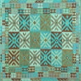 thumbnail image 1 of Ahgly Company Indoor Square Southwestern Light Blue Country Area Rugs, 3' Square, 1 of 4