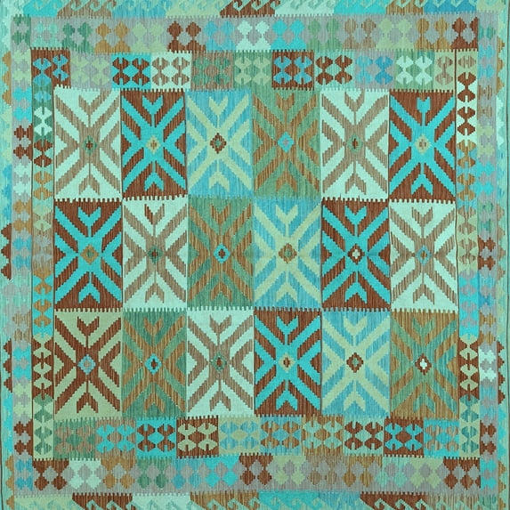 Ahgly Company Indoor Square Southwestern Light Blue Country Area Rugs, 3' Square