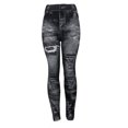 thumbnail image 1 of Qarigey Leggings vaqueros de imitación para mujer, pantalones sexis de cintura alta, ajustados, ajustados, Push Up, ajustados, para fiesta deportiva Prendas para la parte inferior del cuerpo Negro Qarigey AP019353-02, 1 of 6