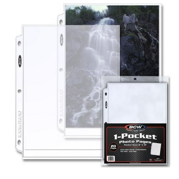 (20) BCW PRO 1-POCKET PHOTO PAGES - 8 X 10