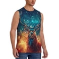 thumbnail image 2 of Uemuo Celestial Stag Cosmic Glow Pattern Men's Sleeveless T-Shirt,Muscle Athletic Tank Top, Moisture-wicking Quick-dry Breathable Classic Tee Top for Gym Run Outdoor Sports-Large, 2 of 8