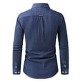 thumbnail image 5 of Mens Button Up Shirts Retro Denim Long Sleeve Spring Shirt Lightweight Casual Turn Down Collar Top Overshirt Style Dark Blue L, 5 of 8