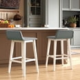 thumbnail image 4 of Gymax 29'' Upholstered Barstools w/ Low Back Footrest & Wood Legs for Kitchen Island, 4 of 8