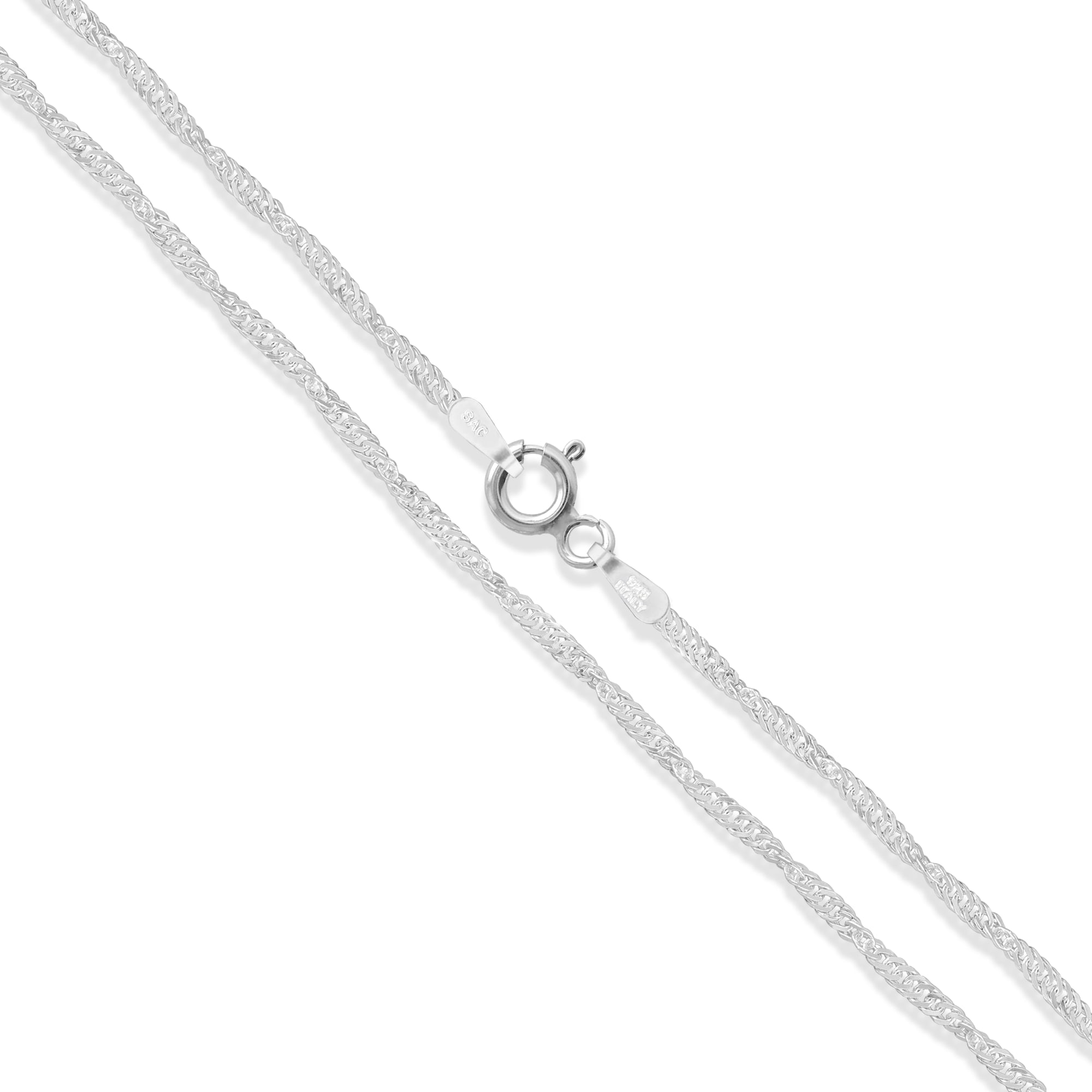 SterlingSterling Silver Singapore Rope Chain 1mm 925 Italy Twisted Curb Necklace 20" Jewelry Female