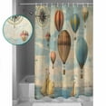 thumbnail image 3 of Extra Long Shower Curtain 72x96 Inch, Vintage Nautical Shower Curtain Waterproof Bathroom Decor Coastal Ocean Compass Balloon Fabric Bath Curtain Set Accessories with Hooks, 3 of 6
