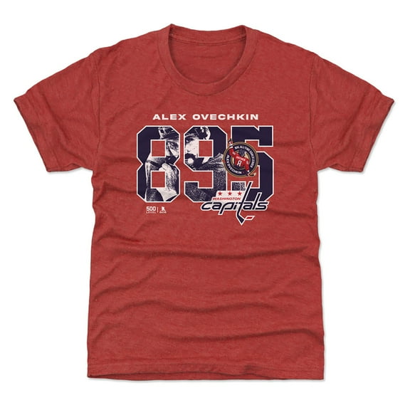 Youth 500 Level Alexander Ovechkin Red Washington Capitals NHL All-Time Leading Goal Scorer Overlay T-Shirt