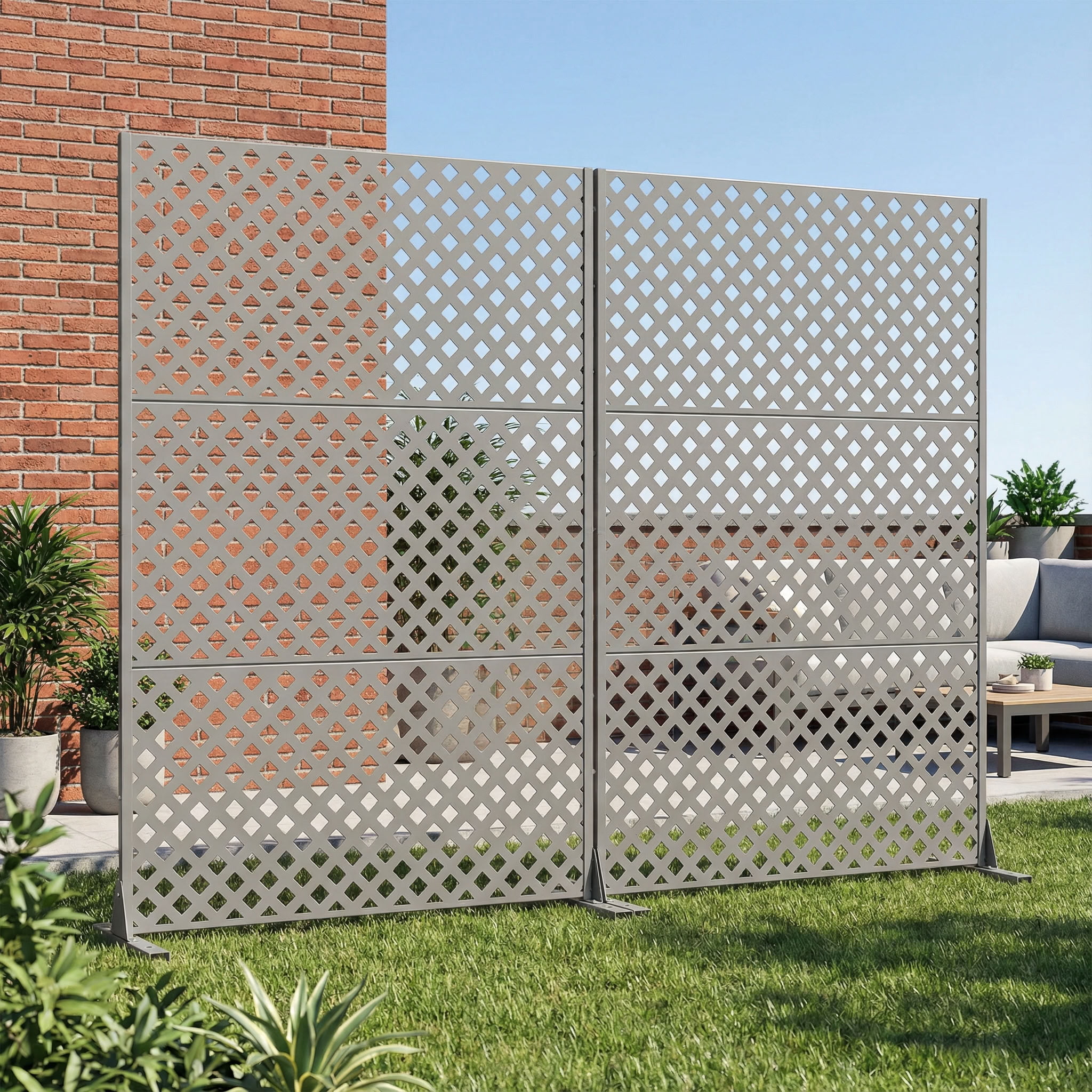 MAYEERTY 3 Panels Outdoor Privacy Screen, Metal Decorative Privacy Fence,2 pcs Privacy Panel for Patio, Balcony, Backyard, Garden