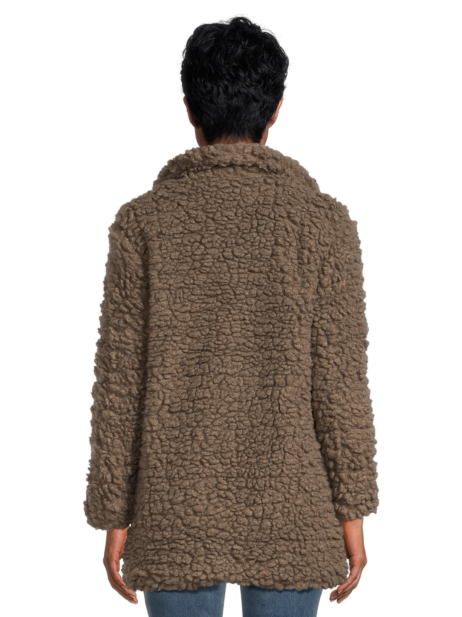 Women's Oversized Faux Shearling Coat with Pockets - image 3