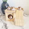 thumbnail image 2 of Wooden Hamster Hideout Hamster Wood House with Ladder Hides Platform Decor Detachable Small Animals Cage Accessories for Rat Gerbils and Other Small Pets, 2 of 5