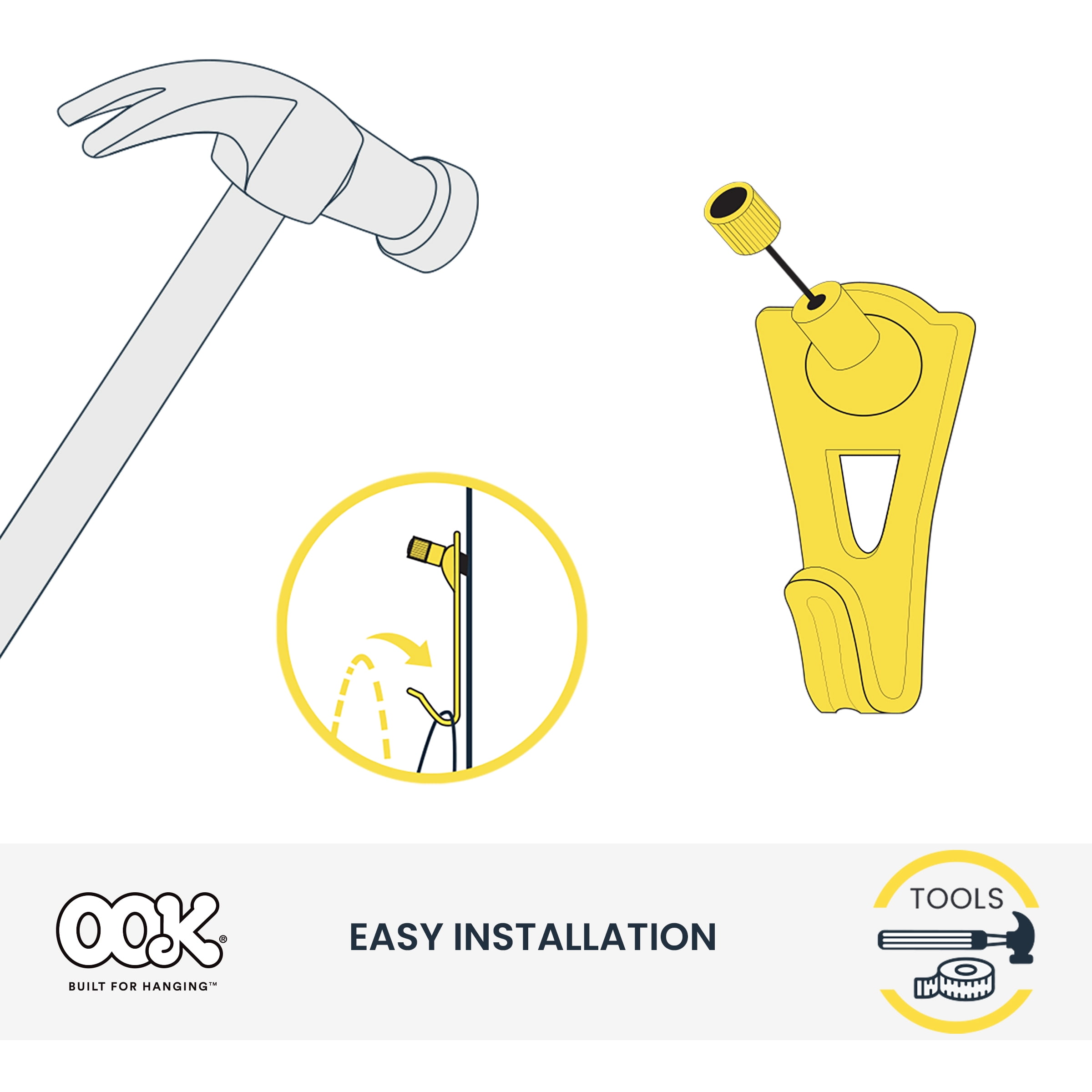(2 pack) Ook Professional Picture Hangers, 30 lbs, Steel, for Drywall Wood, Brass, Gold, 25 pack