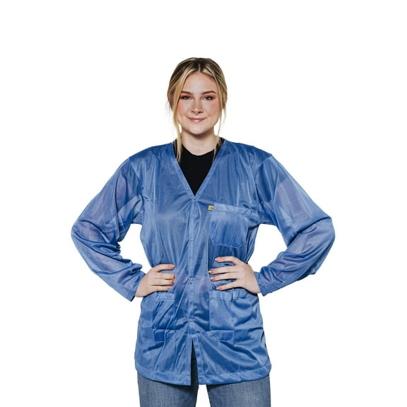 Lightweight 8812 Fabric, V-Neck Collar, Snap Cuff ESD Jacket