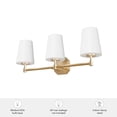 thumbnail image 6 of Hunter - Nolita 3-light Alturas Gold, Medium Size Vanity Light, Dimmable, Modern Style, for Bedrooms, Dining, Living Rooms - 19882, 6 of 6