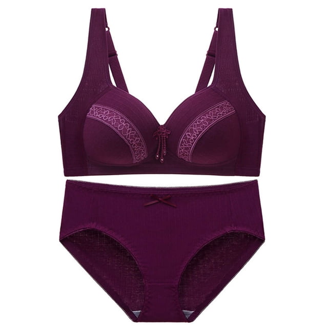 Conjunto de sujetador push up con botones en la espalda y sin aros de talla grande para mujer, traje a juego para mujer