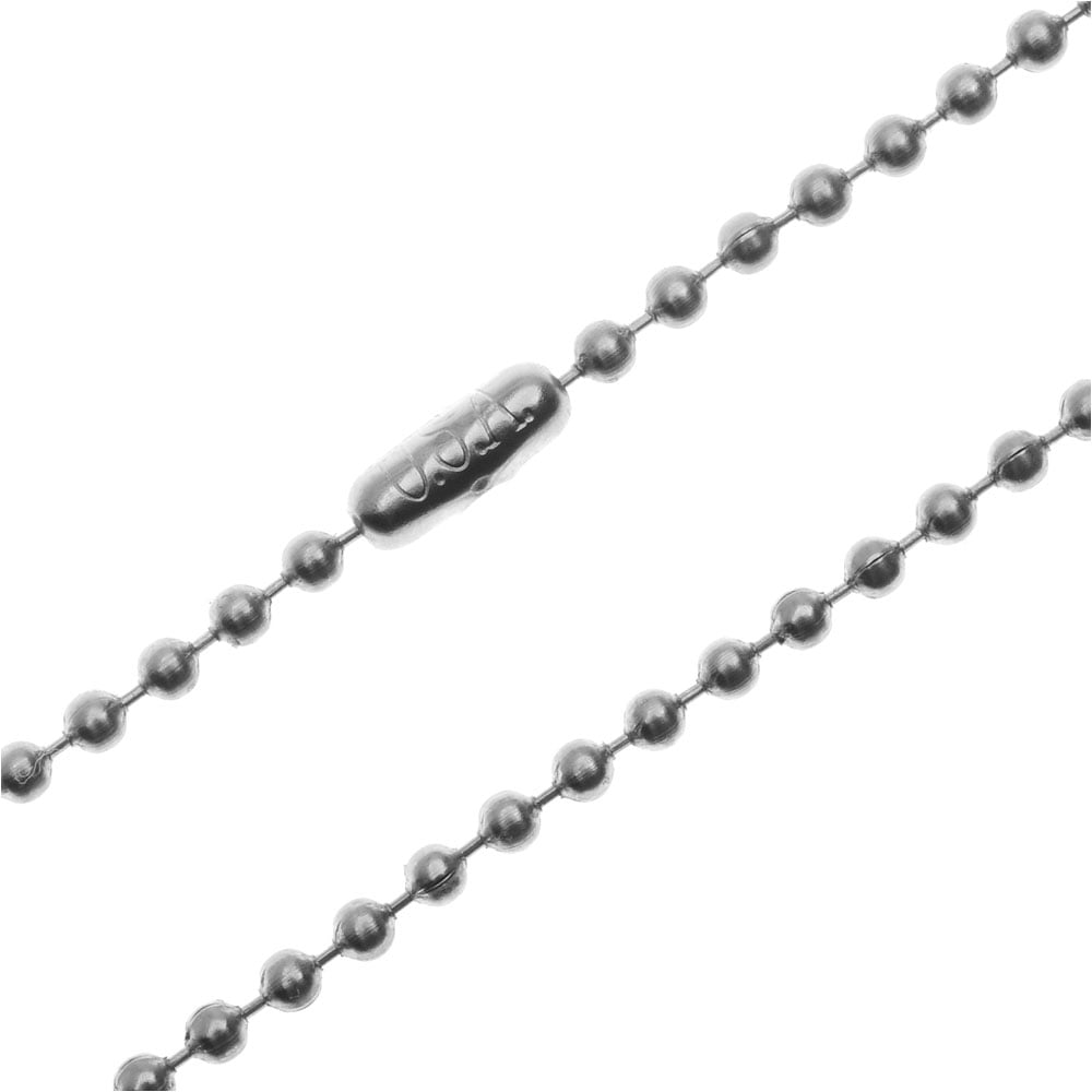 2.4 mm 10"-100" Silver Stainless Steel Bead Necklace Chain Sb81 USA Seller 