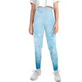 thumbnail image 2 of COEQINE Christmas Snowflakes Blue Girls' Yoga Legging Breathable Athletic Sport Legging High Waist Pants for School Gym, for 4-5 Years Kids Girls, 2 of 7