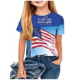 thumbnail image 5 of oelaio 4th of July Shirts Girls Boys Toddler American Flag Shirts Short Sleeve Crew Neck Patriotic Shirts Color Block Memorial Day Gifts Beige 9-10 Years, 5 of 6