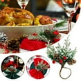 thumbnail image 4 of XKHAZA Christmas Napkin Rings Set of 6 for Fall Winter Holiday Thanksgiving Wedding Napkin Holder, Handmade Trees & Pines, 4 of 9