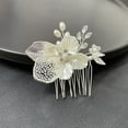 thumbnail image 1 of Nvzi Horquillas para el pelo de boda con flores para novias, peinetas con perlas de cristal, pinzas para el pelo, accesorios para el pelo de boda dorados, joyas, color blanco, 1 of 4