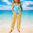 thumbnail image 5 of Tfken Overalls For Girls Summer Sleeveless Comfy Casual Graphic Jumpsuit With Pockets Daily Wear Child Fashion Clothes Size 5-6 Years Blue, 5 of 6