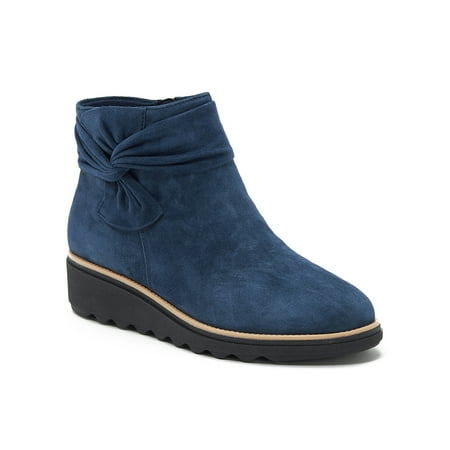 

UKAP Women Suede Twist Ankle Boots Winter Wedge Heel Boots Bootie Casual Shoes Zipper