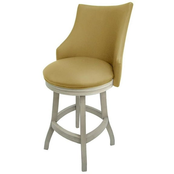 Tobias Designs Bellissima 26" Swivel Wood Counter Stool in Tan/ Antique White