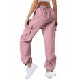 thumbnail image 3 of Flmaly vacation outfits for women High Waistband Women Elastic High Waist Cargo Pants Multiple Pockets Jogger Y2K Pant Vacation Outfits, 3 of 8