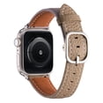 thumbnail image 2 of Slim Leather Band Compatible with Apple Watch 42/44/45/46/49mm,for Women Men,Quadrate&Round Arc Buckle Deaign,Lychee Leather Adjustable Classic Watch Band Strap Bracelet,Purplekhaki, 2 of 7