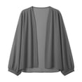 thumbnail image 5 of Karymi Shirts for Women Sheer Chiffon Cardigan, Oversized Lantern Long Sleeve Lightweight Beach Bikini Cover Up Open Front Top Plus Size Tops for Women, 5 of 6