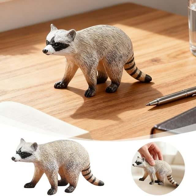 BKER Realistic Raccoon Figurine Educational Animal Decorative Statue For Home Garden