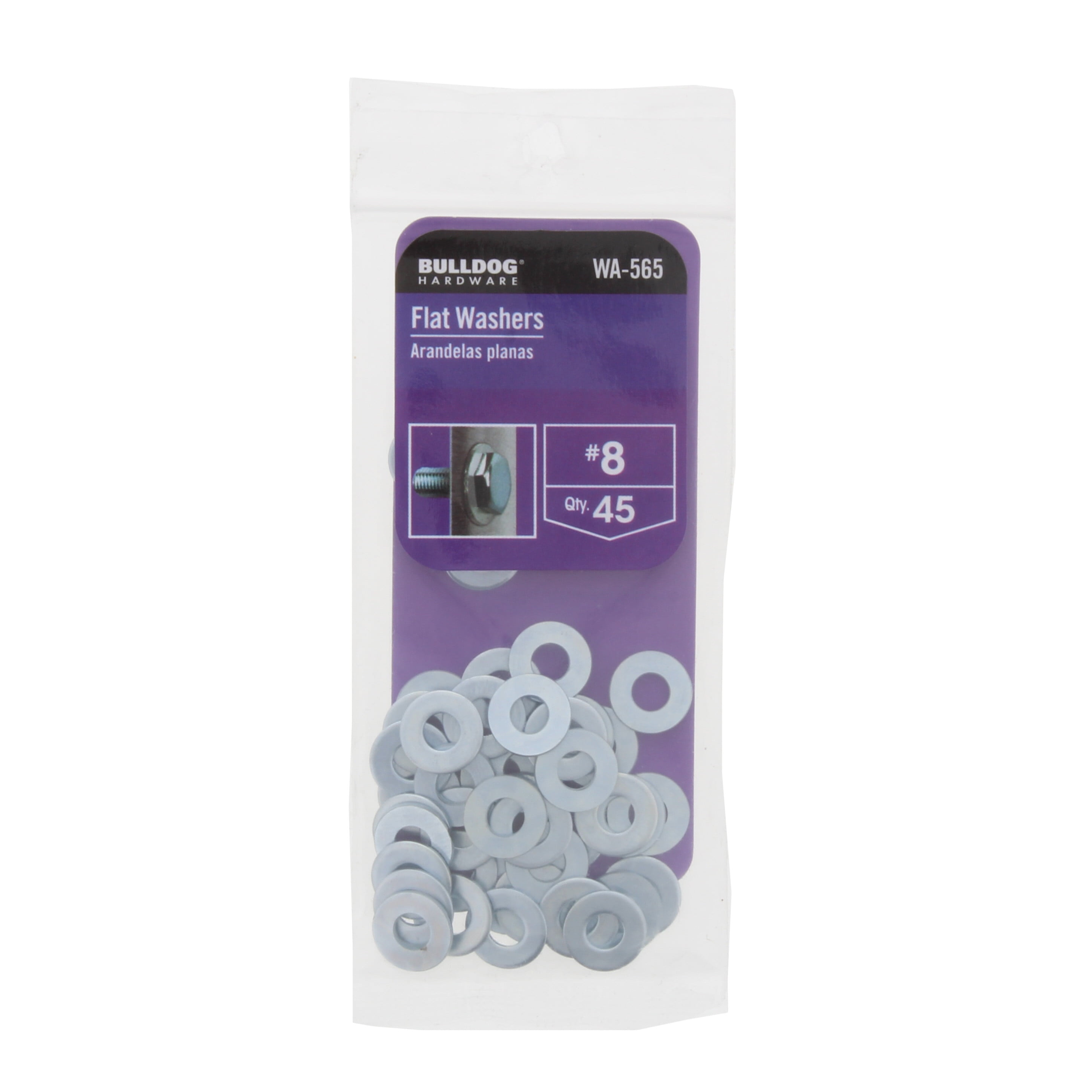 Bulldog Hardware #8 Flat Washer, Zinc Plated Steel (45 Pack)