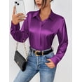 thumbnail image 4 of Zeagoo Satin Blouse for Women Long Sleeve Silk Button Down Shirt Casual Business Dressy Top Spring Fashion Silk Blouse, 4 of 7
