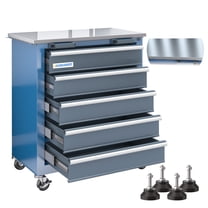Rolling Tool Chest 5-Drawer Tool Cabinet with Stainless Steel Top Key Lock Heavy-Duty
