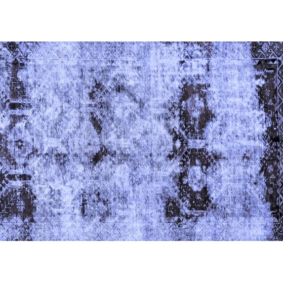 Ahgly Company Machine Washable Indoor Rectangle Abstract Blue Modern Area Rugs, 7' x 10'
