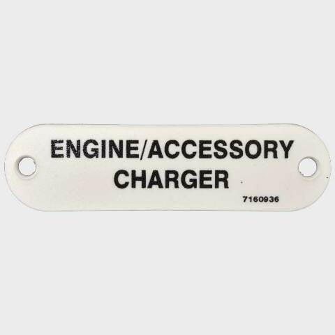 Marquis Boat Label Tag 7160936 | Engine/Accessory Charger White Plastic