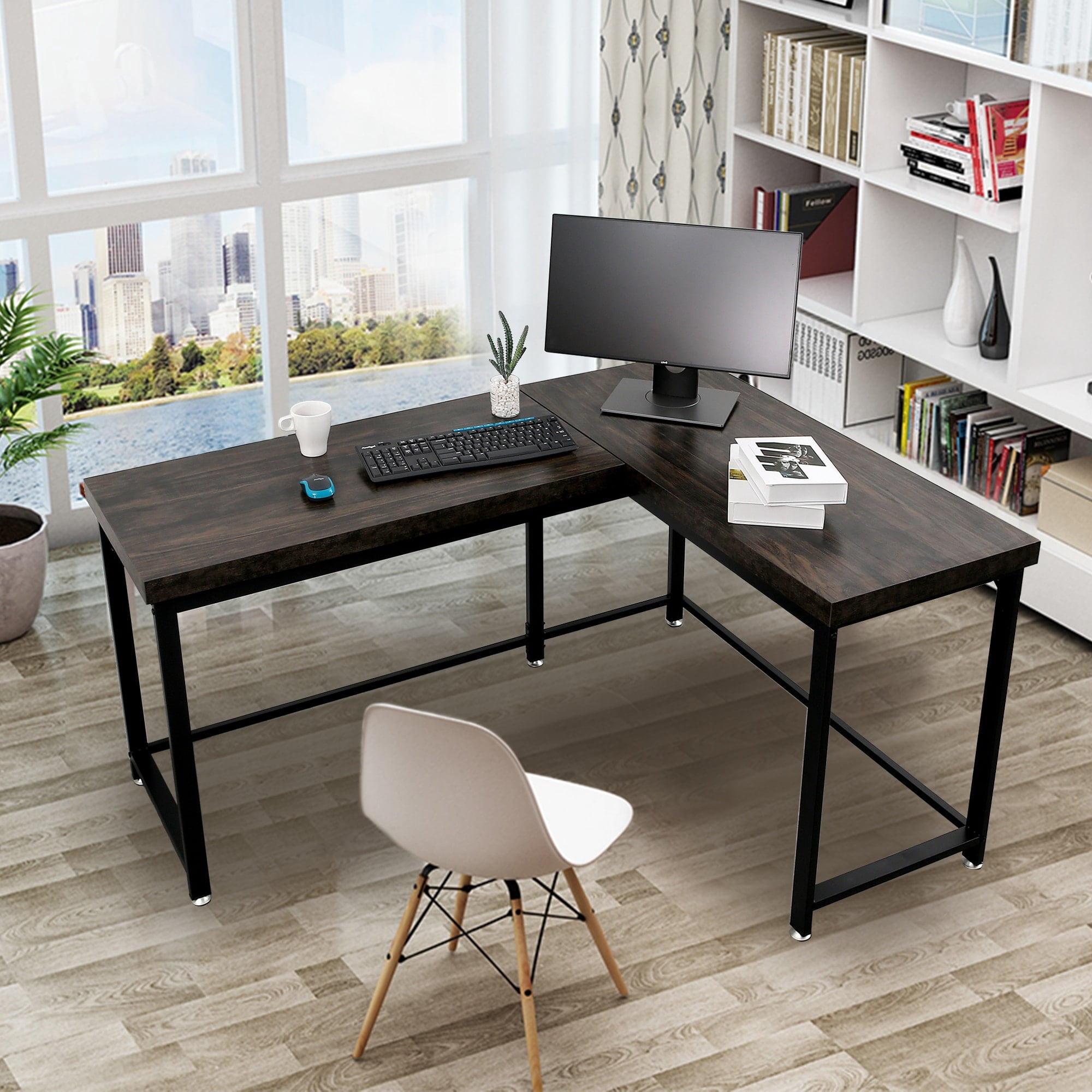 Ivinta L-Shaped Desk, Adult Lap Desks, 44" x 58", Black, 1 Count, 1 Pack